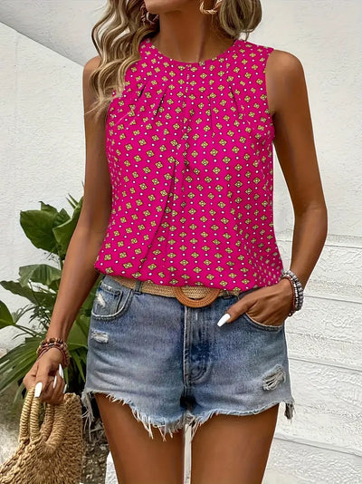 Magdalena | Bedrucktes Tank-Top mit Rundhalsausschnitt