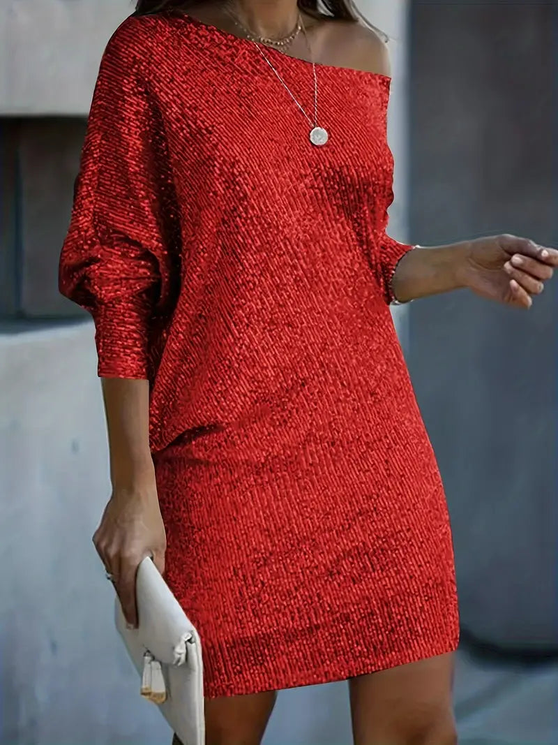 Yara | Kontrastreiches Pailletten Partykleid für Frauen