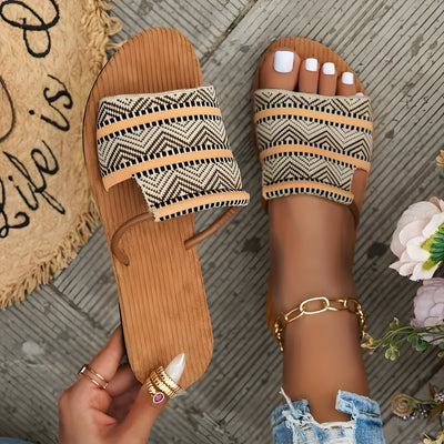 Aliah | Bohemian Style Frauen gestrickt Runde-Zehe-Flach