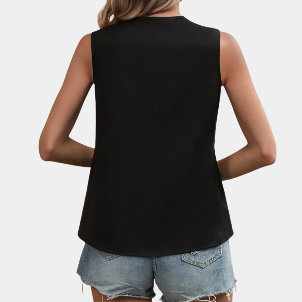 Ysabel - Schicke S/W Asymmetrische Damen Bluse