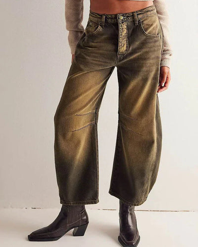 Adeline - Tyylikkäät Mid Rise Barrel -farkut naisille