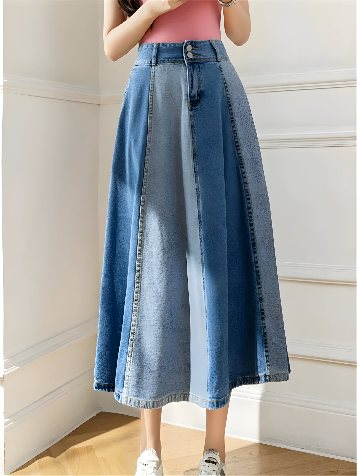 Diane | Colorblock-Denim-Rock in A-Linie