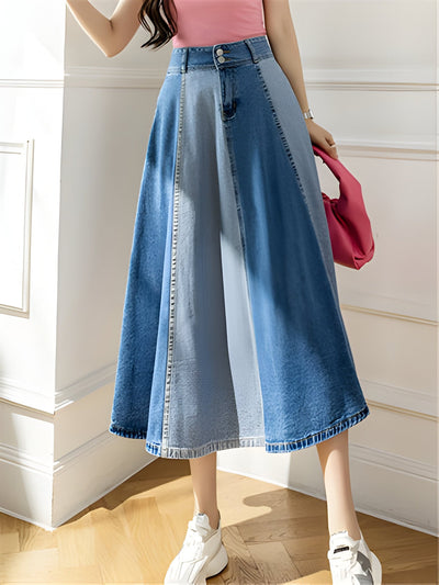 Diane | Colorblock-Denim-Rock in A-Linie
