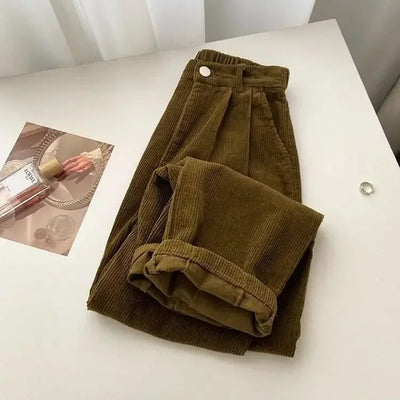 Avelena | Retro Hohe Taille Cord-Hosen für Frauen