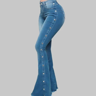 Agatha - Trendige Stretch-Denim-Hose mit hoher Taille und fließender Passform