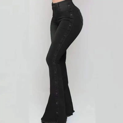Agatha - Trendige Stretch-Denim-Hose mit hoher Taille und fließender Passform