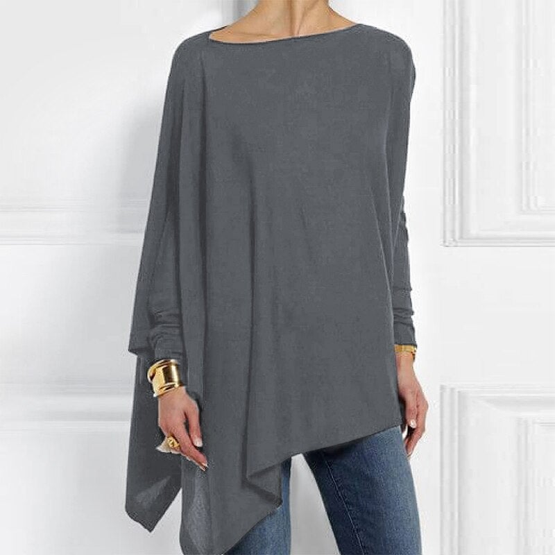 Adeline - Stylisches lässiges Herbst O-Ausschnitt Langarm Top für Frauen