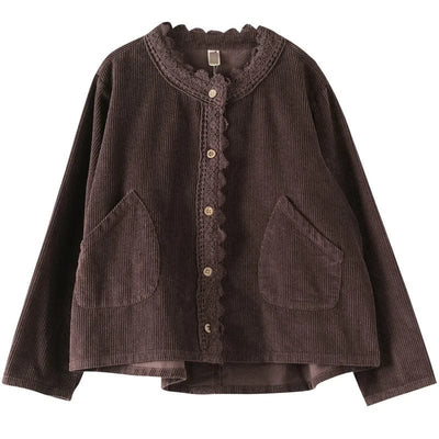 ZYRA - Cordjacke mit Spitzenstich